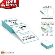 Perforated 4x6 Direct Thermal Labels - 100-Pack Blue Background for Easy Peeling