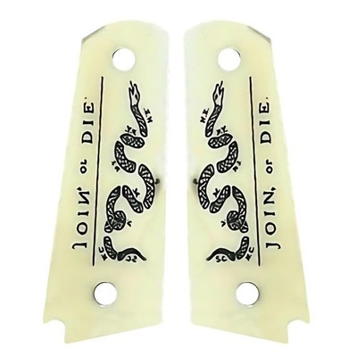 1911 Full Size Grips Acrylic Ivory Join or Die for Colt Gov, S&W, Rock Island