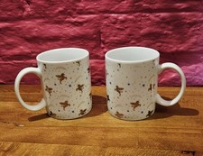 2 Sparkly Unicorn Mugs Tea Coffee Cup Ceramic Gold Unicorns Stars Fairytale