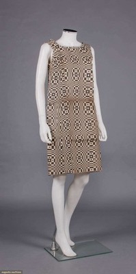 Vintage 1966 Scott Paper Caper/Dress - Black Op-Art Style - Small - Sealed