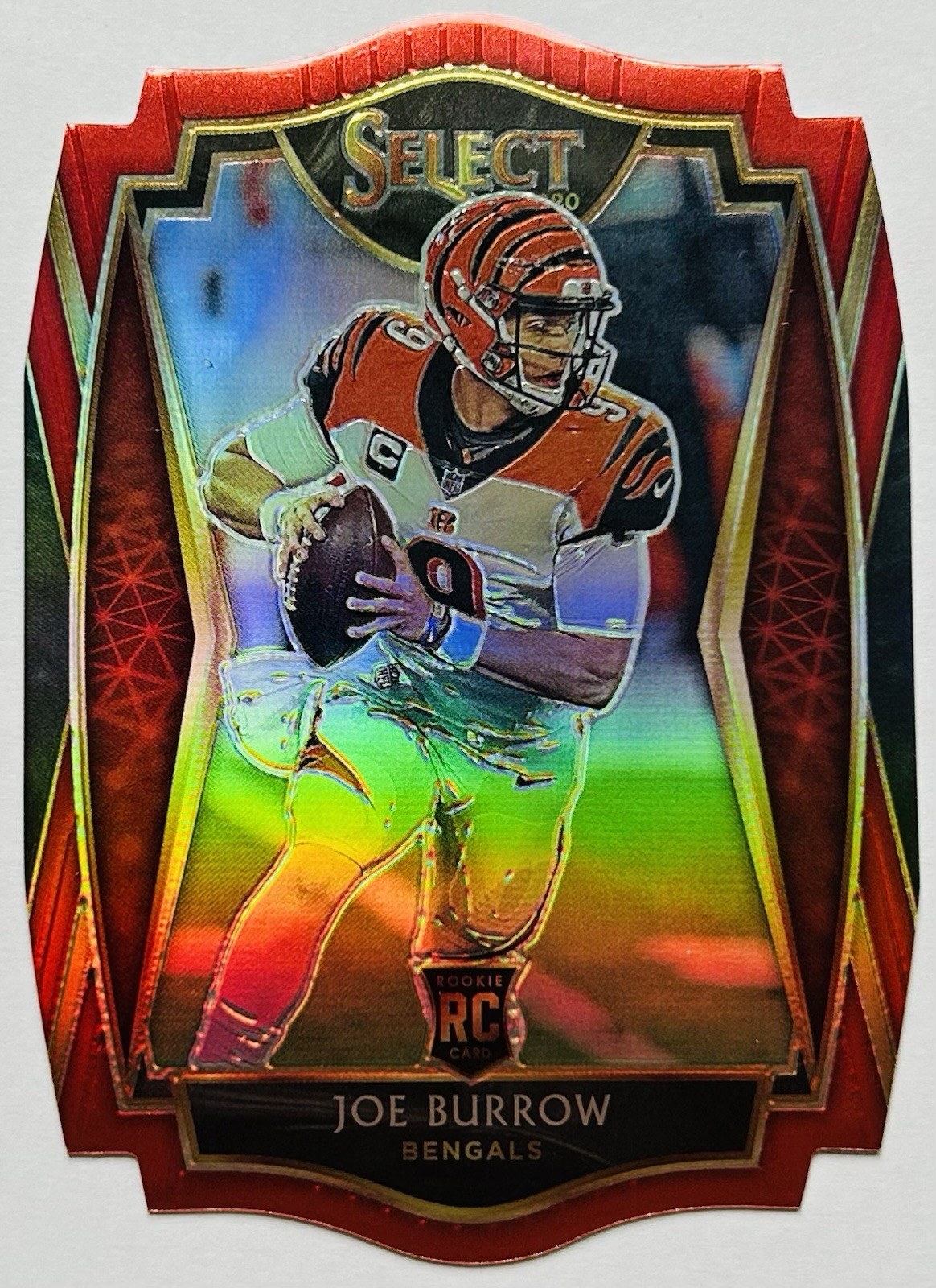 2020 Joe Burrow RED PRIZM DIE CUT PREMIER LEVEL RC ROOKIE Panini Select Bengals