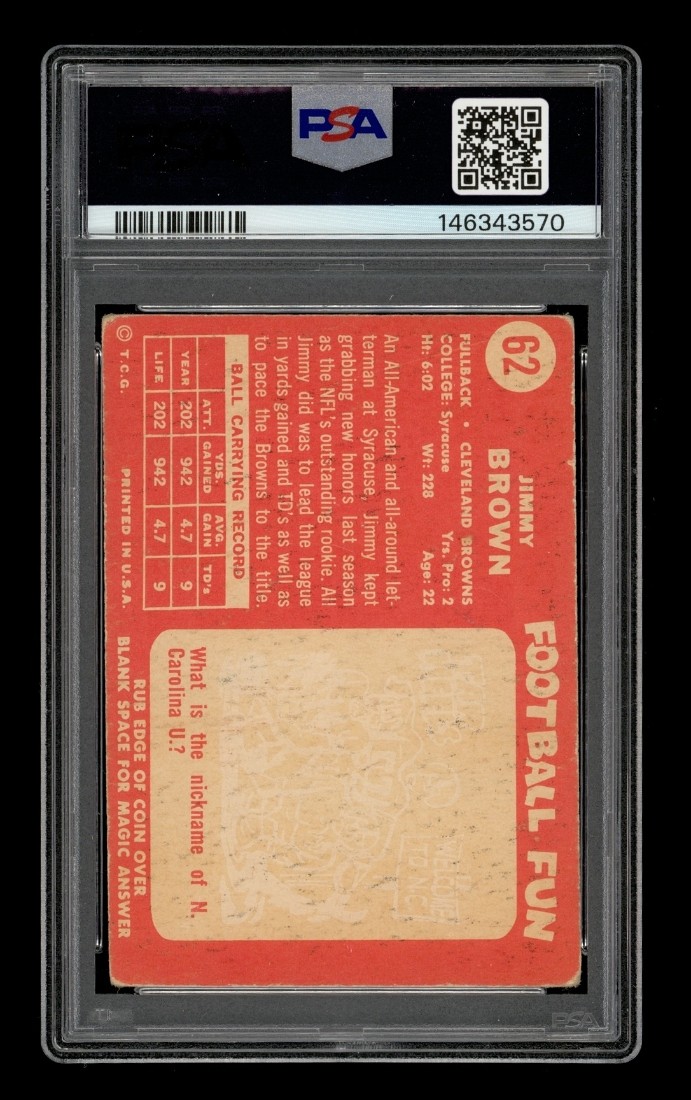 1958 Topps Set-Break # 62 Jim Brown PSA 2 GOOD view 2