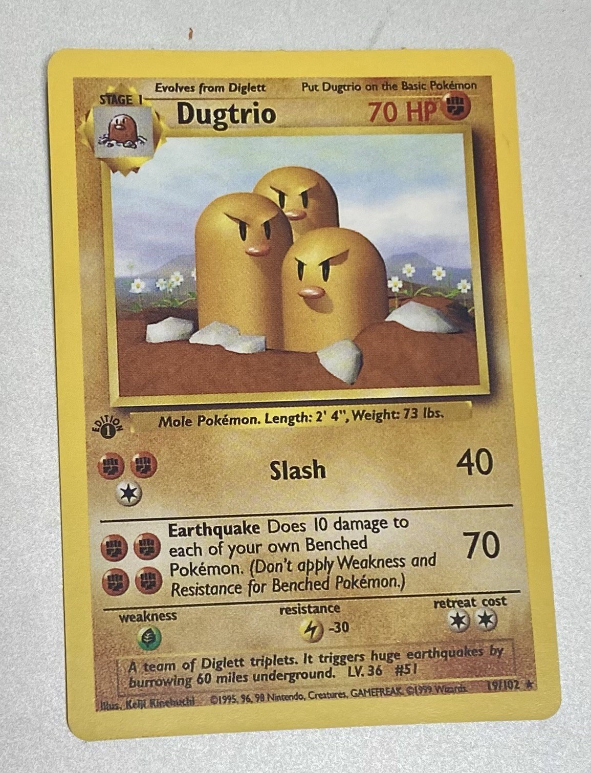 Dugtrio 1999 Pokémon Game #19 1st Edition RAW TCG Near Mint