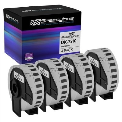 4PK Compatible Brother DK-2210 White Paper Tape - 1.1 in x 100 ft