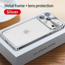 For iPhone 17 Pro Max/17 Pro/17 Metal Frame Transparent Rugged Protective Case