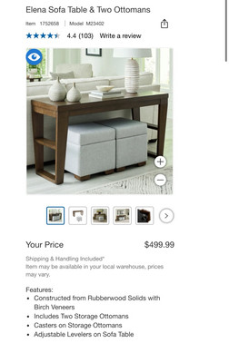 Elena Sofa Table & Two Ottomans