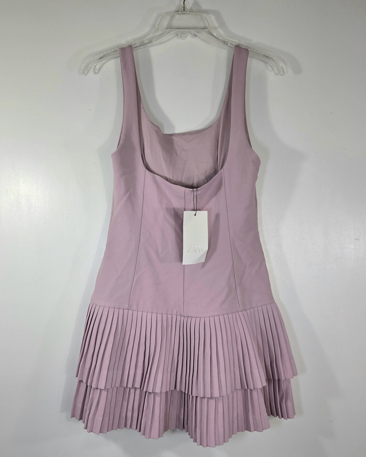 NWT ZARA PINK PLEATED  TIERED  COQUETTE MINI DRESS WOMEN'S SIZE S. thumbnail 3
