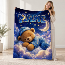 Personalized Bedtime Teddy Bear Coral Fleece Blanket
