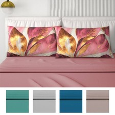 Set Completo Lenzuola Cotone Matrimoniale 4 Federe Fantasia e Tinta Unita MARY