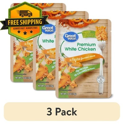 Great Value Fajita Chicken Pouch 2.6oz Ready To Eat Protein 3 Pack