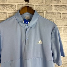 Adidas Mens Performance Golf Polo Shirt Light Blue Short Sleeve Size LARGE NWT