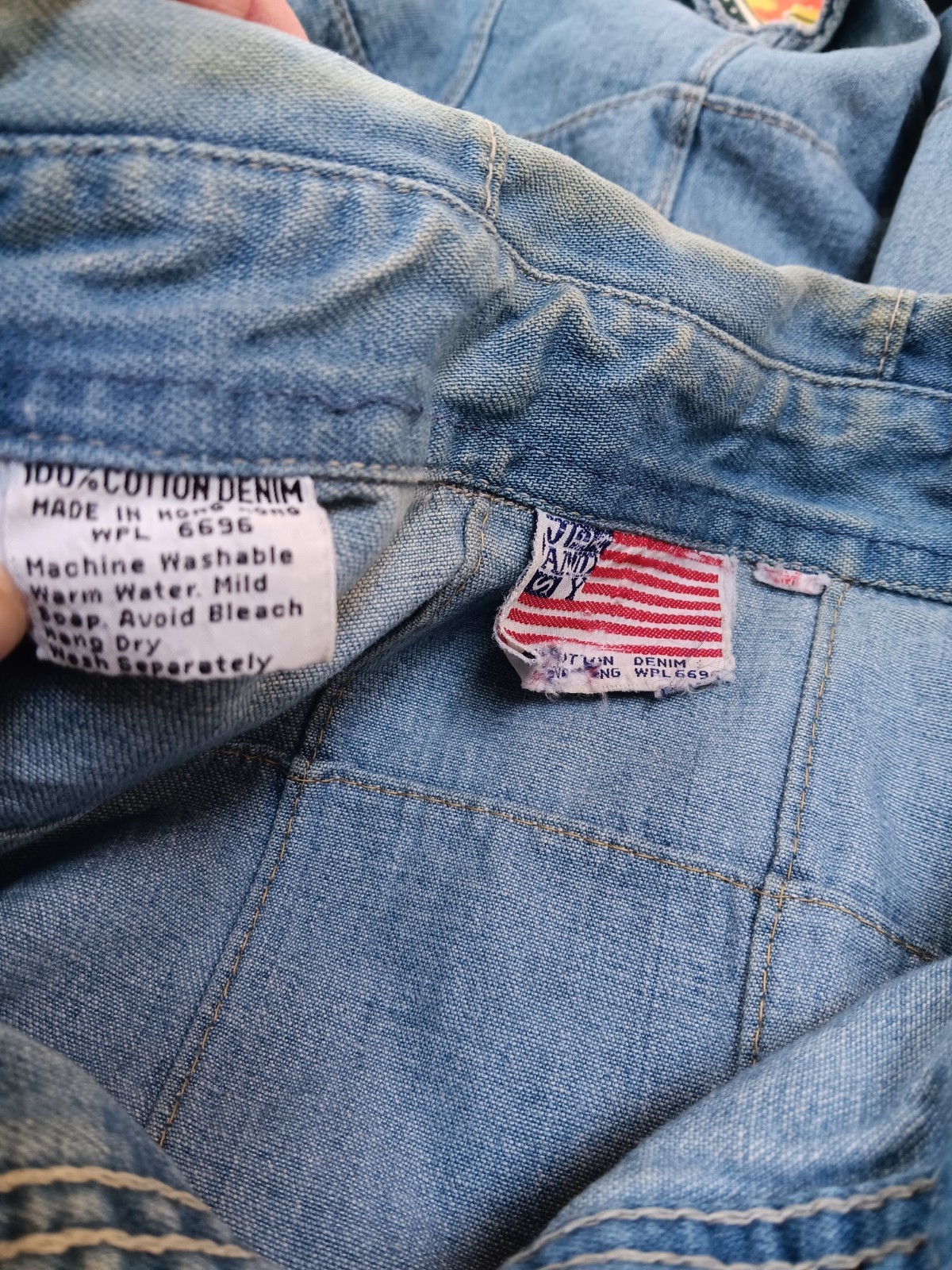 Vintage Retro 1970s Windowpane Patchwork Denim Sh… - image 13