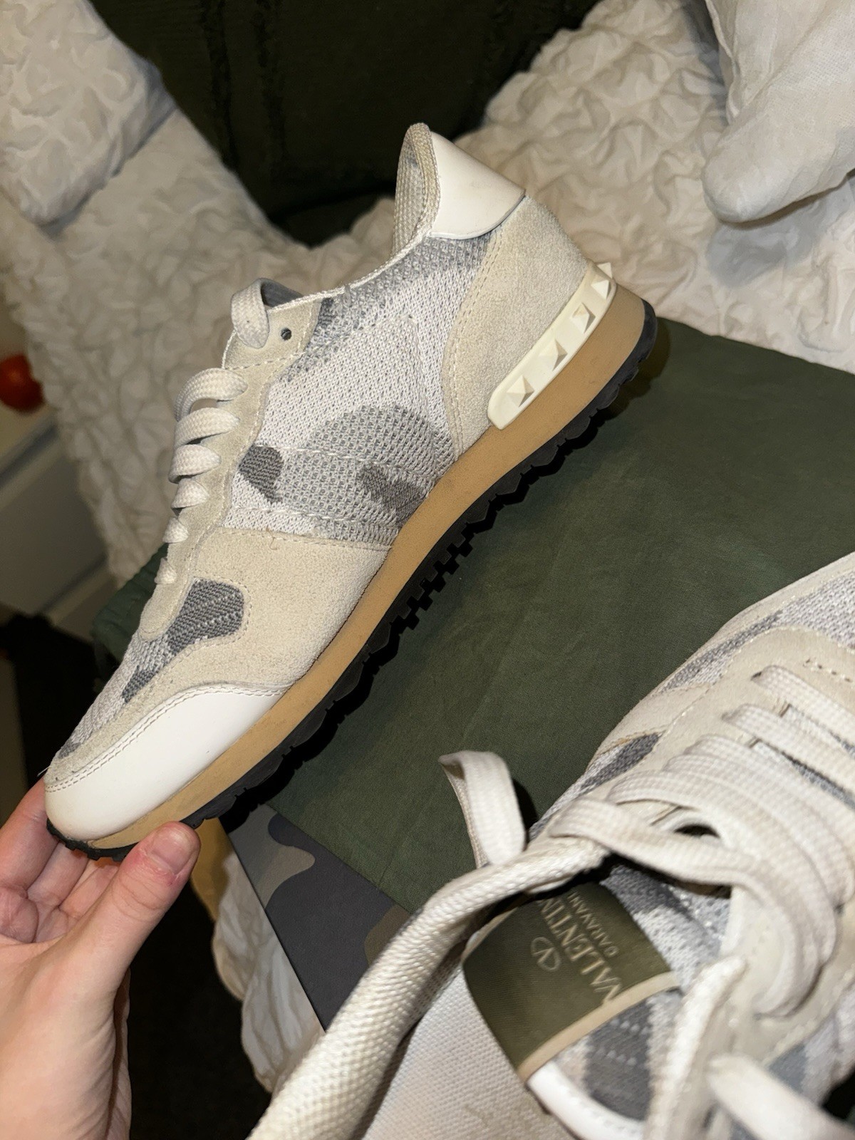 Valentino Garavani Mesh camouflage Rock Runner White Sneakers image 6