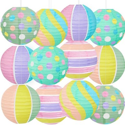 ADLKGG Pastel Paper Lanterns for Easter Party Decorations, 12pcs Color 