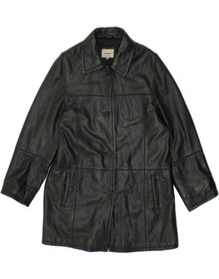 CONBIPEL Womens Leather Coat IT 44 Medium Black Leather UU10