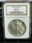 1994 AMERICAN SILVER EAGLE NGC MS69