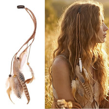 Feather Hair Extensions Clip In Handmade Boho Rooster Feather Hair Accessory 13