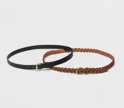 Women Universal Thread Women's Fashion Belts 2 Pack Size Small. Brown/Black New