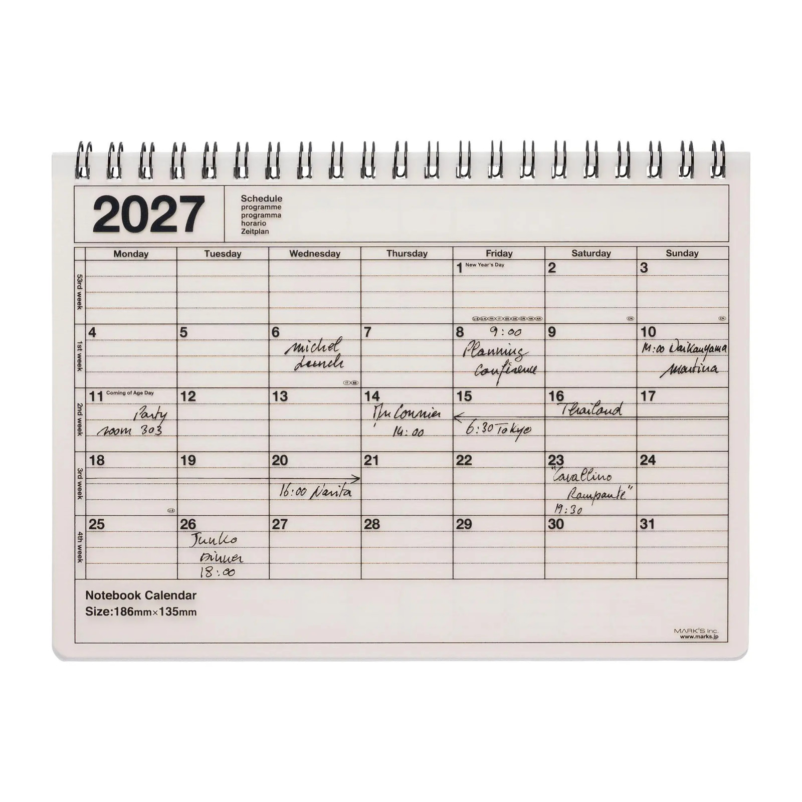 MARK'S 2027 Notebook Calendar S // Ivory | MARK'S Inc. | Englisch | Kalender - Bild 3