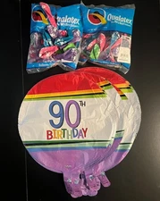 90th Birthday Balloons - 30 Mylar 18" Rainbow Colors & 80+ 11" Latex Asst Colors