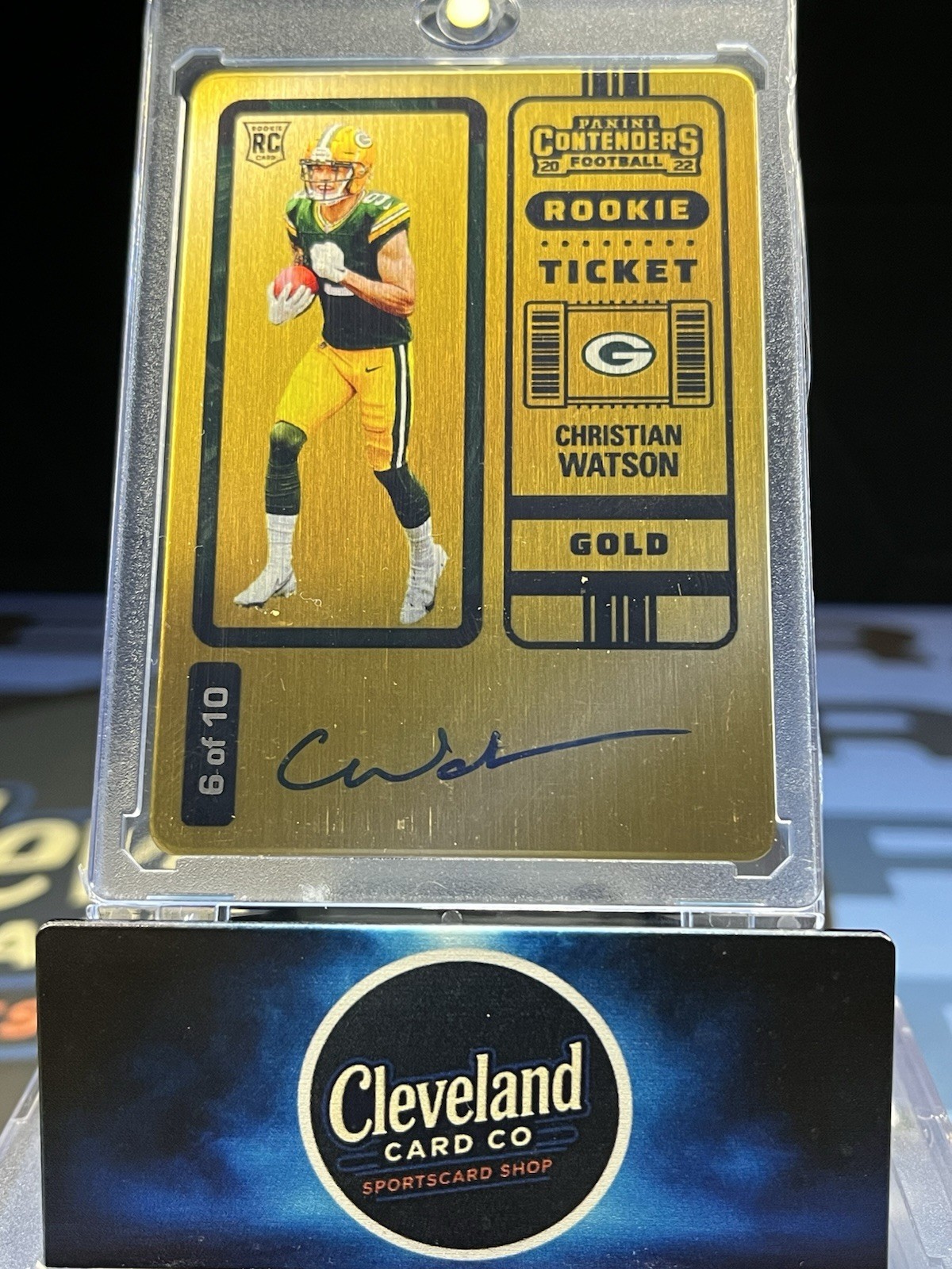 2022 Panini Contenders #110 Christian Watson Gold Ticket RC Auto /10
