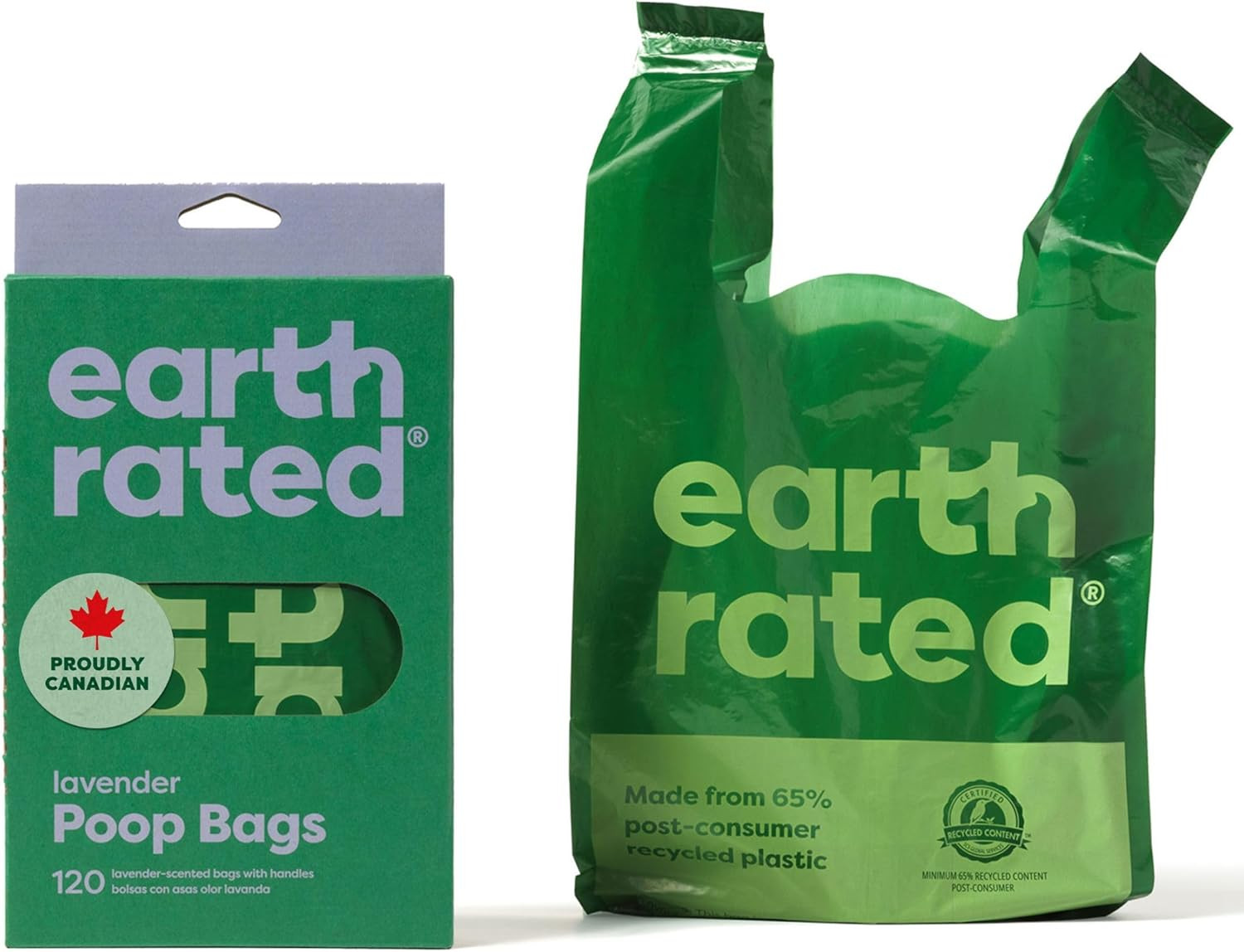 Dog Poo Bags with Handles, Easy Tie and Guaranteed Leakproof, Lavender Scented,