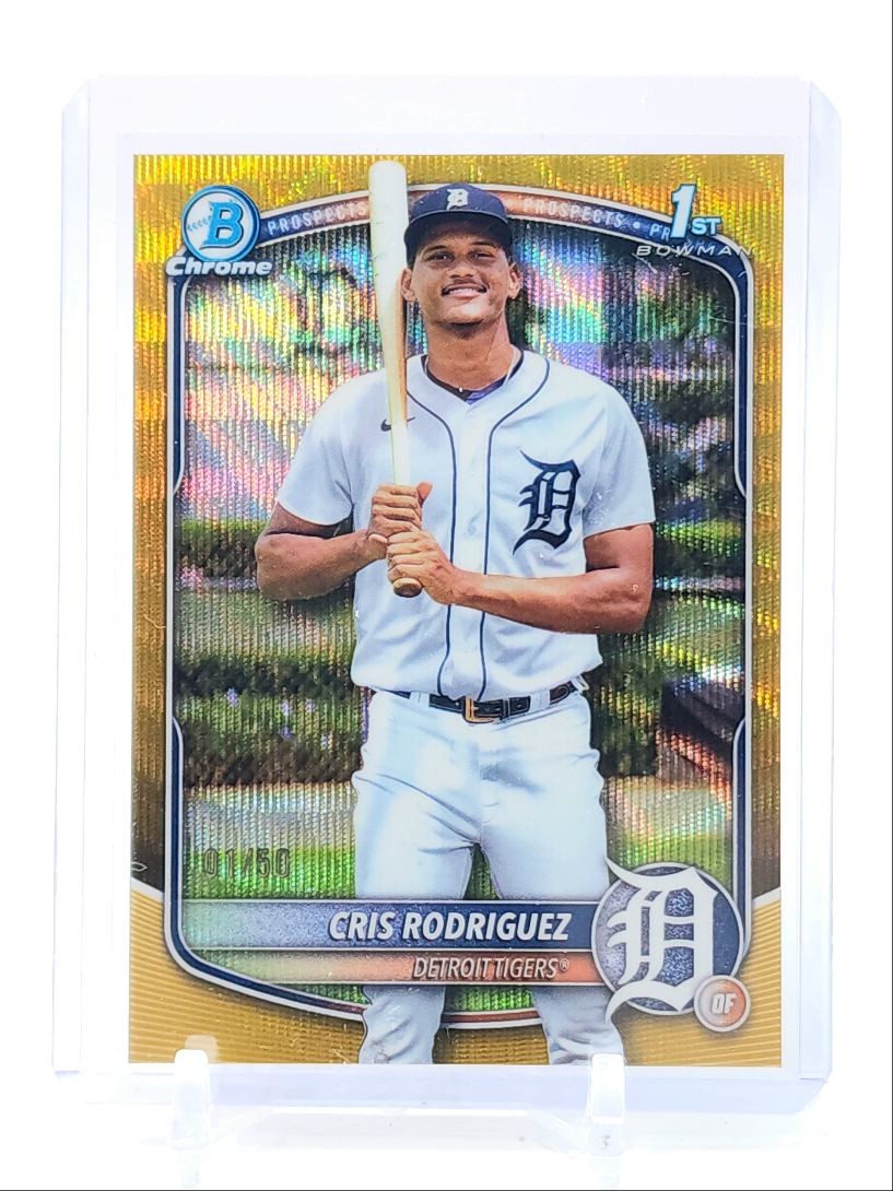 CRIS RODRIGUEZ 2025 BOWMAN CHROME 1ST GOLD WAVE TIGERS 01/50 Q2491