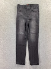 Spanx Distressed Skinny Pull On Jeans Women's Size S Black Denim Stretch Preppy