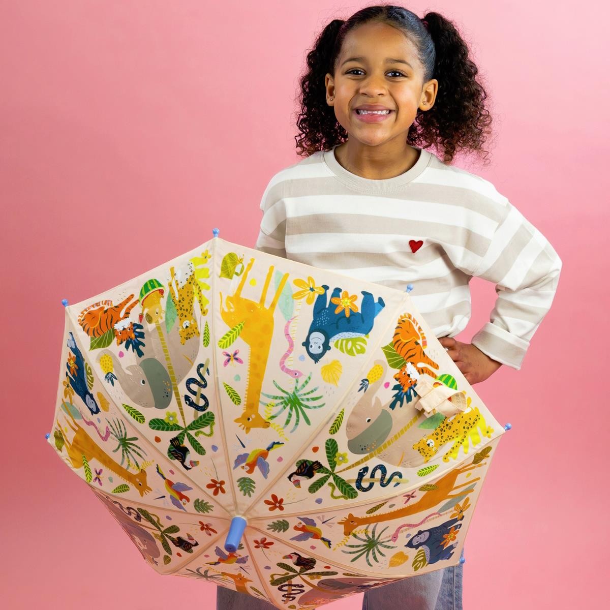 Kids Animal Umbrella Colour Changing Jungle Lightweight Brolly Children Gift 3+