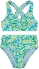 Hurley Girls Flounce Bikini 2-Piece Swimsuit, Turquoise Waves, 14
