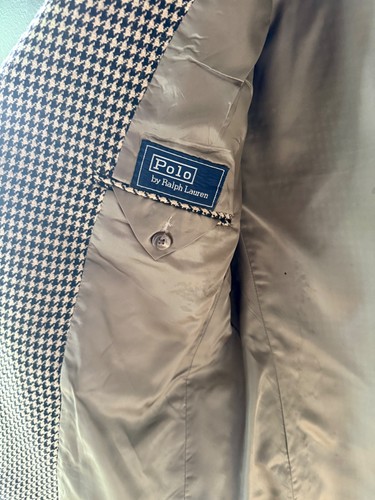 VTG Polo Ralph Lauren Houndstooth 100% Wool Lambswool Sport Coat Blazer 42R USA - Picture 3 of 8