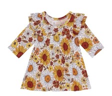 Posh Peanut Goldie Dress 12-18M Bamboo Flutter Sleeve Floral