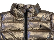 Polo Ralph Lauren Kids Puffer Jacket Coat 4T Zip Snap Gold Metallic Logo