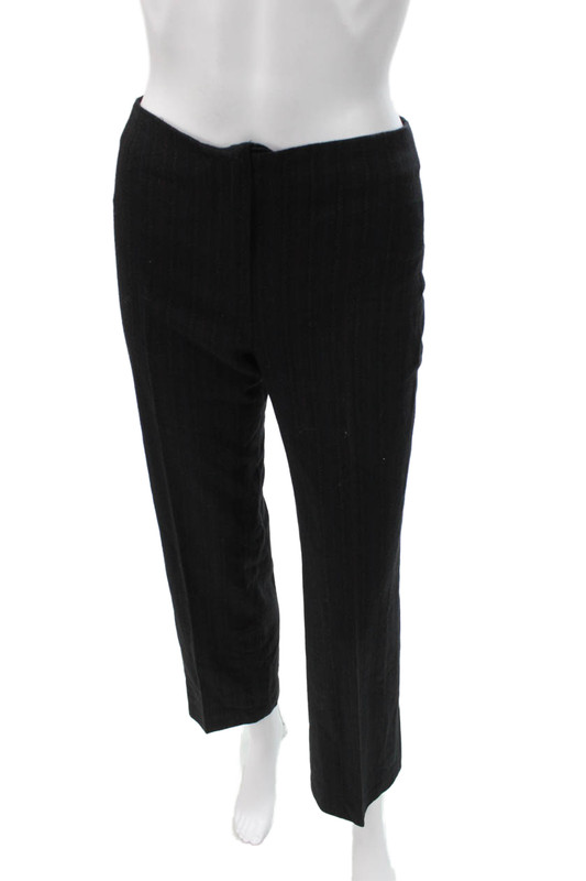 Proenza Schouler Women Striped Wool Dress Pants Black Zip Size 40