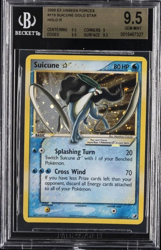 2005 POKEMON EX UNSEEN FORCES GOLD STAR #115 SUICUNE BGS 9.5