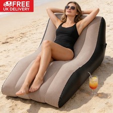 Inflatable Lounger Blow up Sofa Chair Beach Pool Camping Air Bed Seat Couch UK