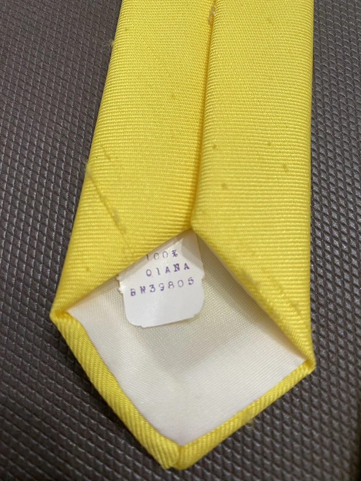 "Corbata vintage Lilly Pulitzer amarillo brillante logotipo envejecido años 70 preppy 55""" Foto 4 de 4