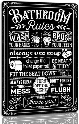 Funny Bathroom Tin Metal Signs Home Décor Bathroom Rules for Bathroom Quote Toil