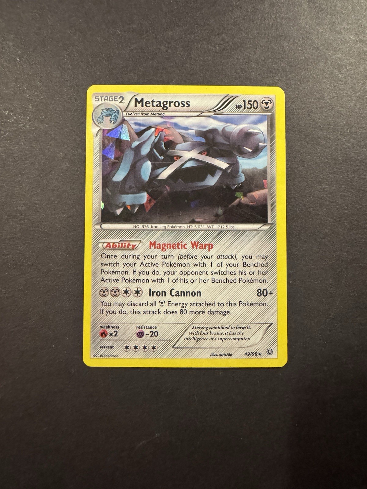 2015 Pokemon, Ancient Origins, #49/98 Metagross, Cracked Ice Holo Rare, Deck