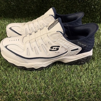 Skechers Men's After Burn Memory Fit Reprint Training Shoe Size 10.5 White/Navy