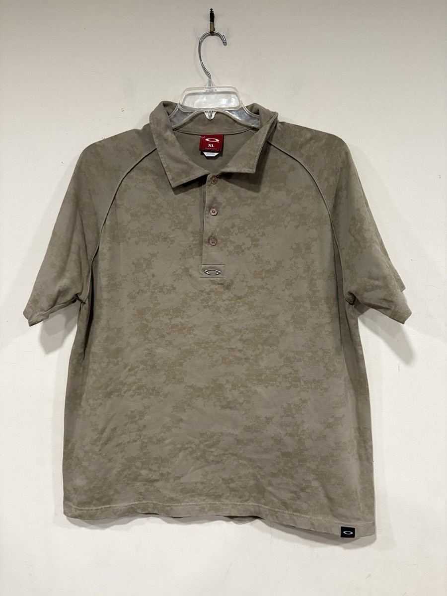 OAKLEY Vintage Center Metal Logo Monogram Skull RARE 90s Polo T