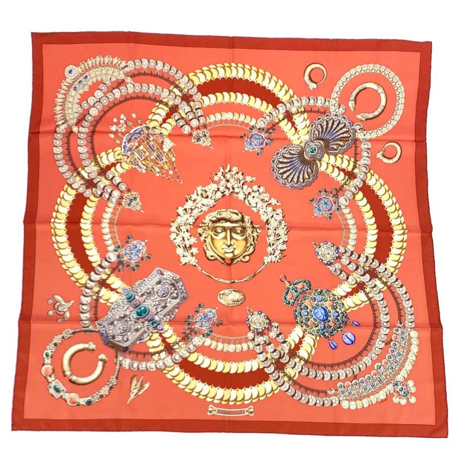 Hermes Carre90 J.Abadie Scarf Terracotta Silk 100 Ladies Made In France