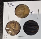1932 P, 1932 D Lincoln Wheat Cent, Penny, Fine