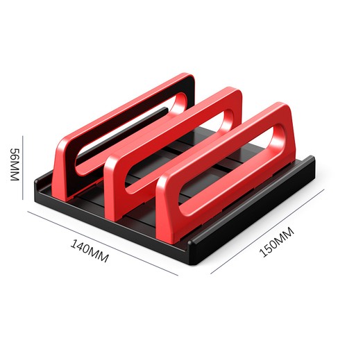 Dual-Slot Adjustable Vertical Laptop Stand ABS Plastic 4in1 Design Space-Saving - Afbeelding 18 van 18