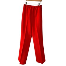 Vintage 70s Polyester super high waisted Wide Leg Pants Red Orange