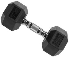 Single 25LB Rubber Encased Hex Dumbbell for Home Gym Exercise Training