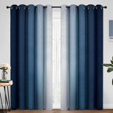 Blue Greyish White Ombre Curtains Room Darkening Gradient Color Curtains