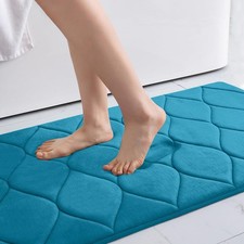 Colorxy Memory Foam Bathroom Rug 30''x20'' Peacock Blue