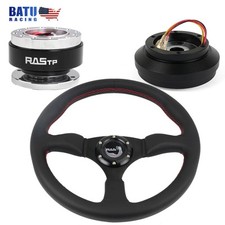 14 Genuine Leather Steering Wheel 174h Thin Hub Adapter For Ford Mustang 84-04