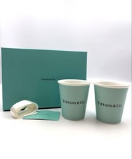 Tiffany Co Bone China Paper Cup Set Tiffany Blue Pair w/ Box